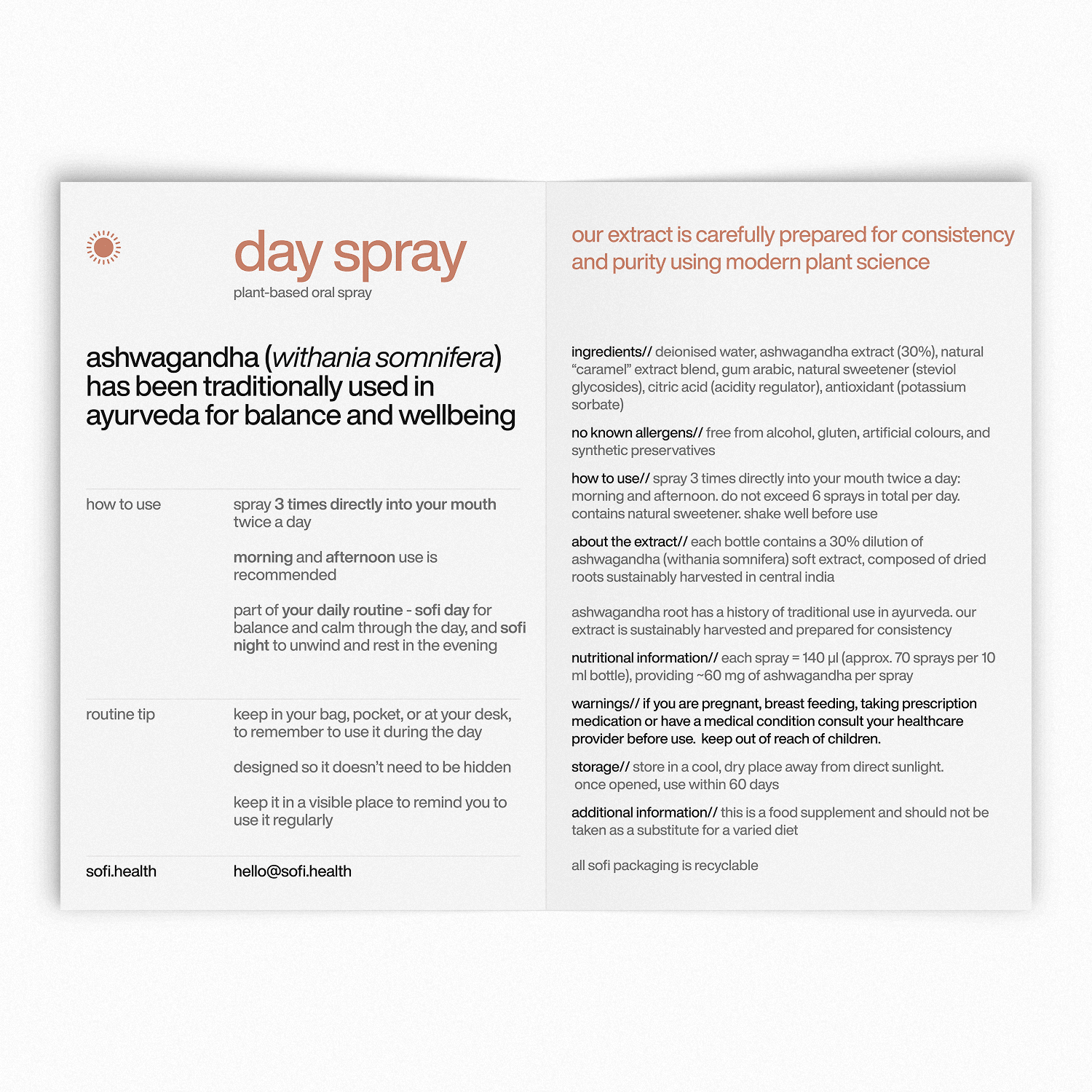 calmer days start here \ sofi day spray \\ ashwagandha oral spray for when the day starts to build_ - sofi health