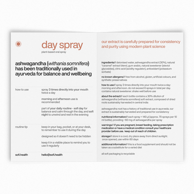 calmer days start here \ sofi day spray \\ ashwagandha oral spray for when the day starts to build_ - sofi health
