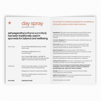 calmer days start here \ sofi day spray \\ ashwagandha oral spray for when the day starts to build_ - sofi health