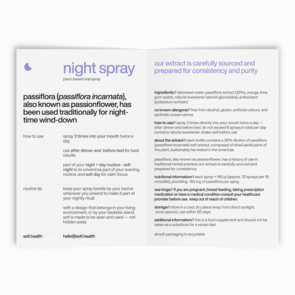 wind down. sleep better \ sofi night spray \\ passiflora oral spray for your evening routine_ - sofi health